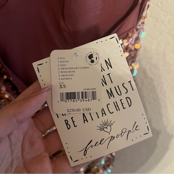 Free People Glitter & Gold Midi Halter Backless Slit Sequin Dress - Picture 5 of 5